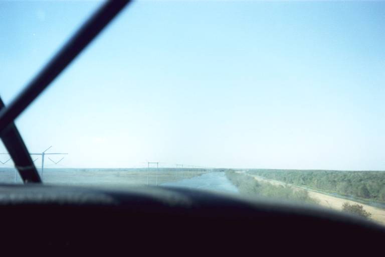 Cockpit View N2260N approach Channel next to Powerlines