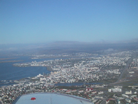Iceland HB-LEM flying over city