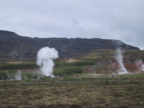 Iceland hot springs evaporation on field