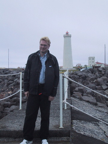 Iceland Stefan in front of lighthouse