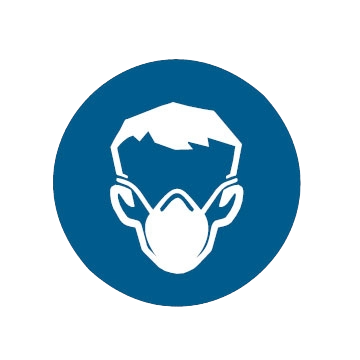 Mask on man on blue background