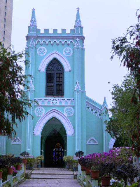 Macau church light blue