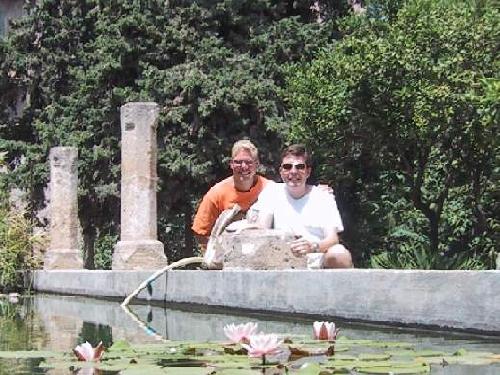 Palma de Mallorca LEPA Stefan and Beat next to Pond at Cathedral