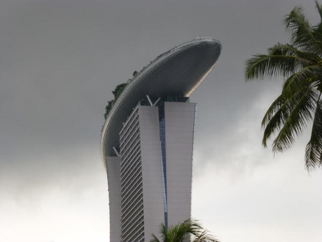 Singapore Marina Bay Sands Hotel close view of top part