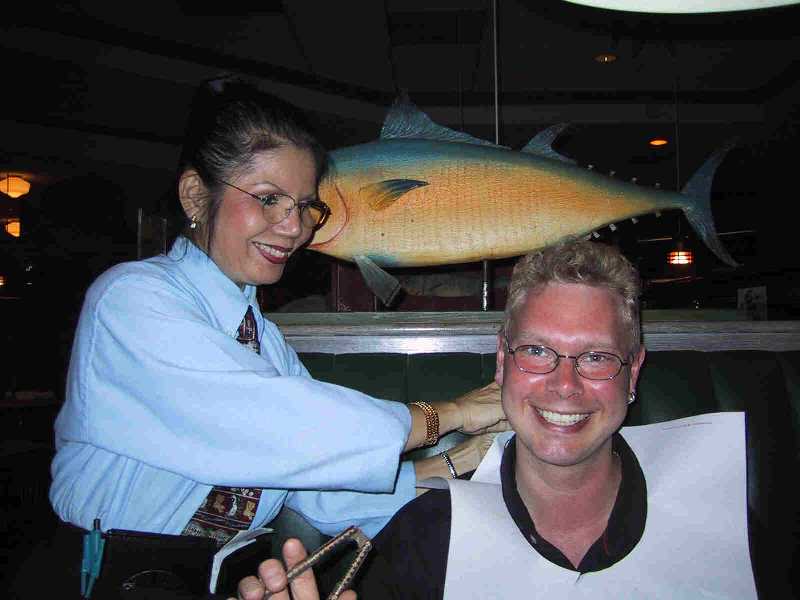 Stefan Crabhouse dinner with waiter