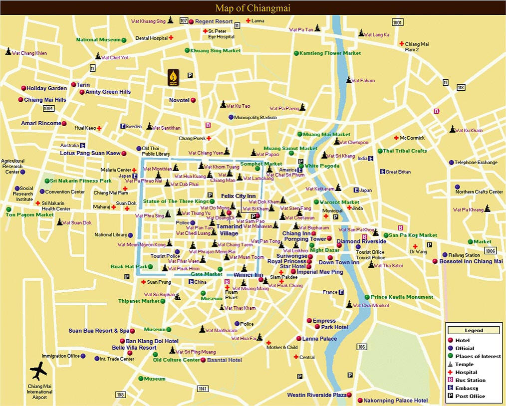 Thailand Chiang Mai map of the city