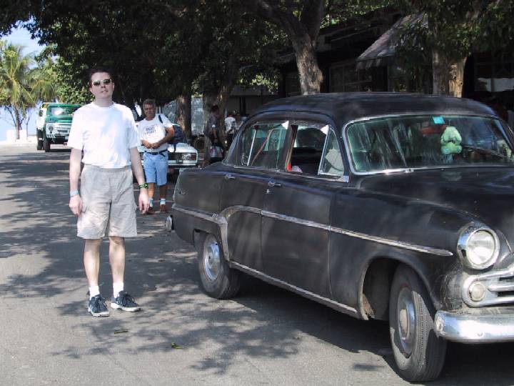 Beat next to oldtimer in downtown Varadero Cuba